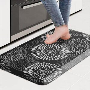 Black Anti Fatigue Kitchen Mat Cushioned Waterproof Non Slip Floor Rug 17x28